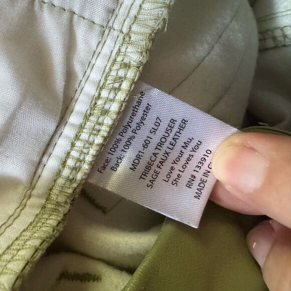 Show Me Your Mumu Tribeca Faux Leather Flare Pants in Sage Green Size Medium - Picture 4 of 6